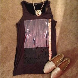 Express sequined tank in Gray