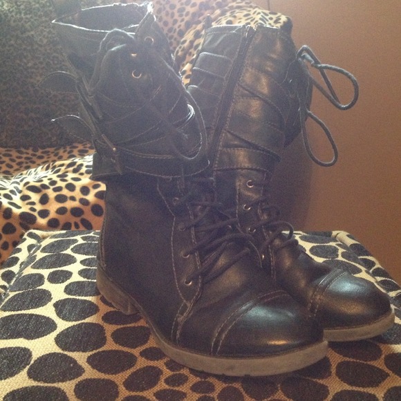 Black combat style boots