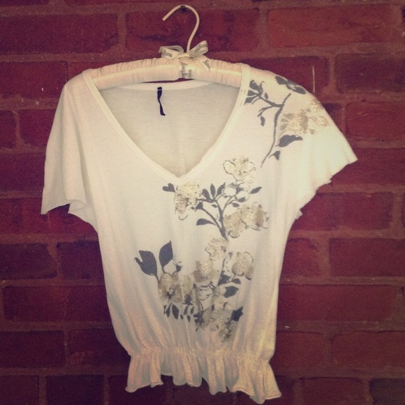 White Flowy Top with Glitter Detailing
