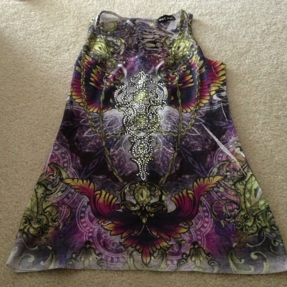 🚫Sold🚫Wet Seal rhinestones cutout tank S