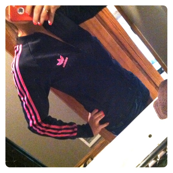 Adidas black and pink track jacket