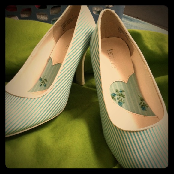 Blue pinstripe shoes!