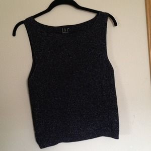 Black and silver mixed , spandex / metallic top.