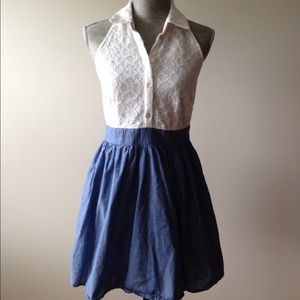 Halter top dress, lace and jean