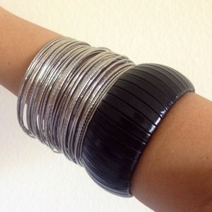 Black Faux Leather Wrapped Bangle