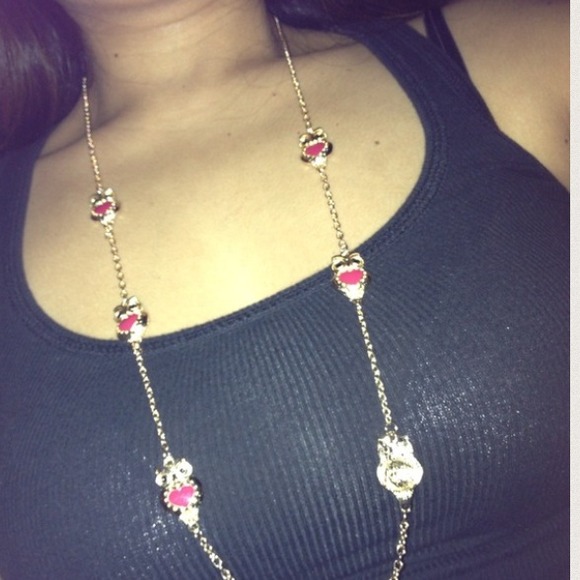 Pink and gold necklace vintage owl necklace - Picture 2 of 3