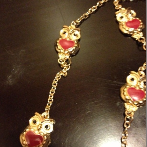 Pink and gold necklace vintage owl necklace - Picture 3 of 3