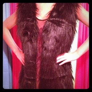 Faux fur black vest