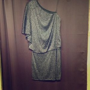 Silver/Black One Shoulder Cocktail Dress
