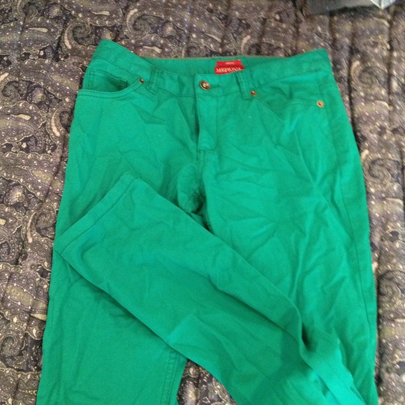 Green skinny jeans