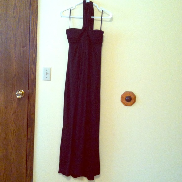 Black halter long maxi dress