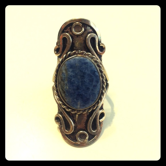 Boho Gypsy blue stone inca spiritual harmony ring