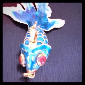 ENAMEL ARTICULATED FISH PENDANT CLOISONNÉ