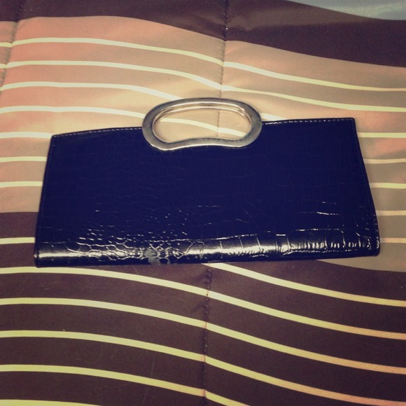 Black Faux- Alligator Texture Clutch