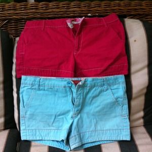 Hot Pink and Light Blue Jean Shorts!