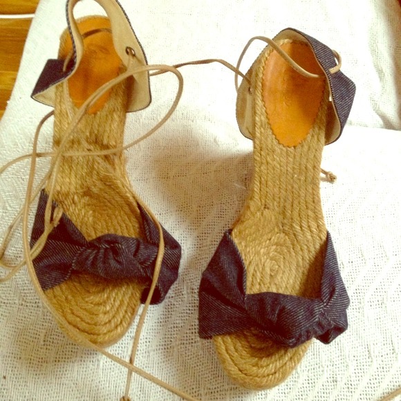 Castaner lace-up navy denim espadrilles