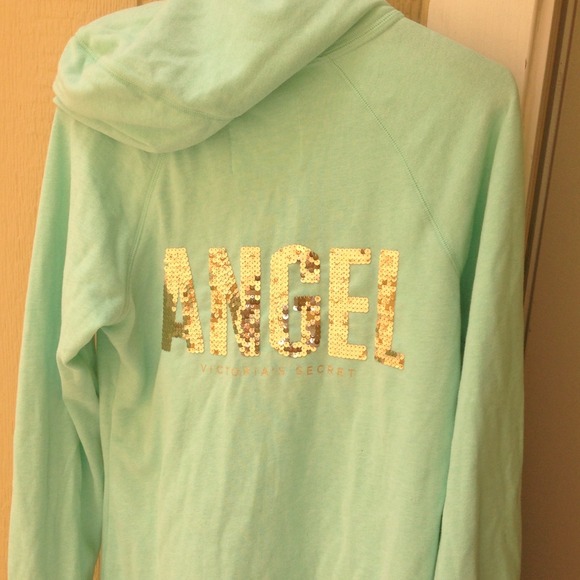 SMALL MINT BLING VICTORIA SECRET HOODIE - Picture 2 of 2