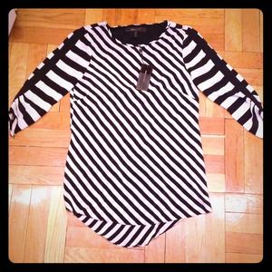 BCBG Black & White striped blouse