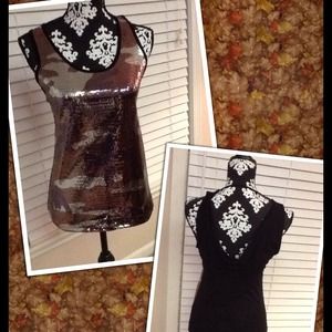 Camouflage sequins tank