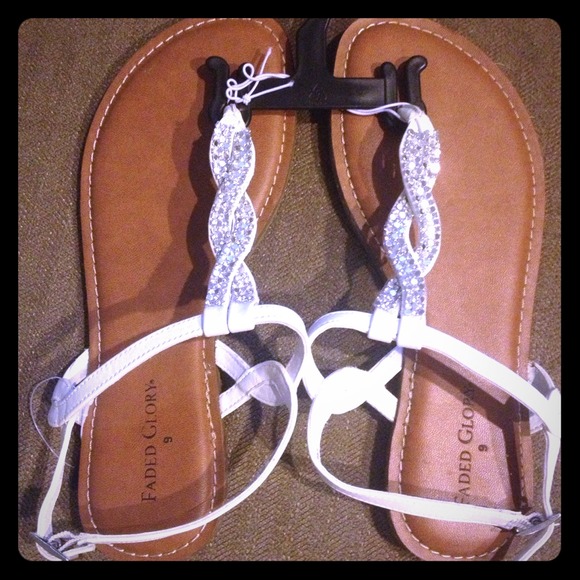 White, diamond sandals size9.