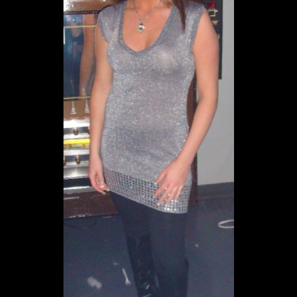 🚫Sold🚫Max rave glittery silver studded dress