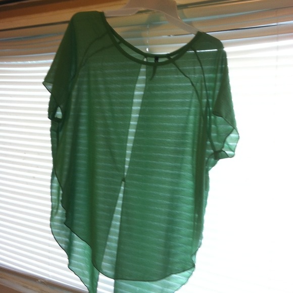 Teal green sheer top