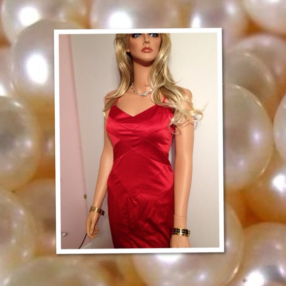 GORGEOUS XOXO long Fire Red Satiny Formal Dress ! - Picture 4 of 4