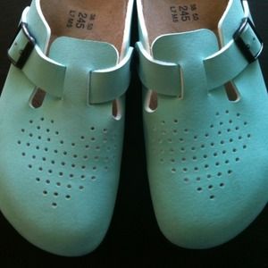 Aqua Birkenstocks size 8 with heart