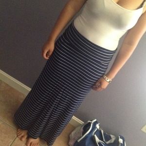 Striped white/blue maxi skirt