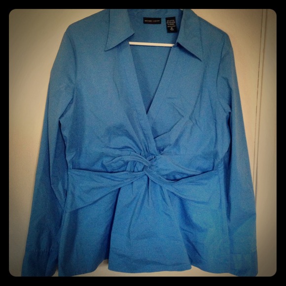 SOLD! Cornflower Blue Shirt w Faux Twist