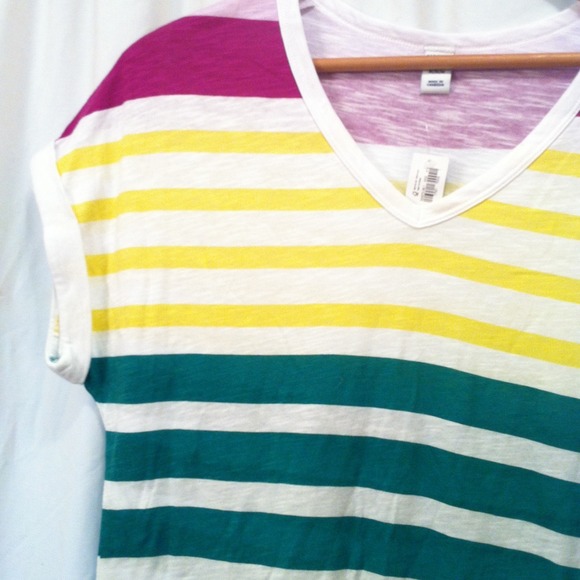 Striped Top yellow, purple, green M - Picture 1 of 2