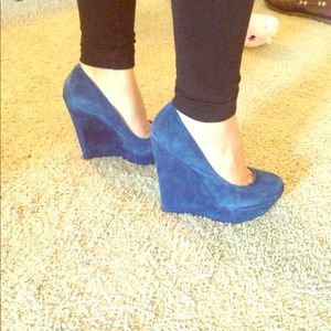 REDUCED!! Navy blue suede wedge shoe.