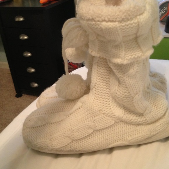 White fluffy slippers