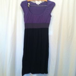 Block Color Dress Purple & Black S