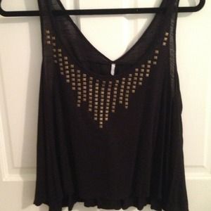 Black gold studded tank