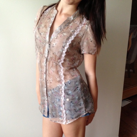 Sheer beautiful collared long shirt