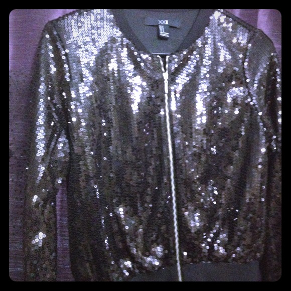Sequin light weight jacket/ black