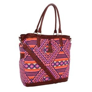 NWT Hurley Brown & Multi Color Hobo Tote