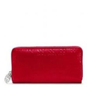 Coach Embossed Red Patent Accordion Zip Wallet