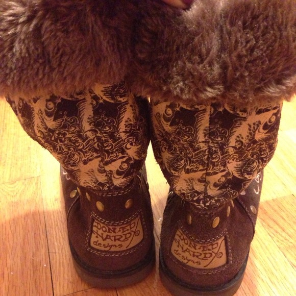 Brown ed hardy calf length boots - Picture 2 of 4