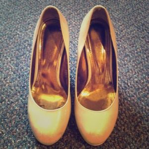 Faux Patent Leather Nude Heels