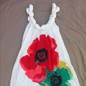 Elegant summer white flower print dress!