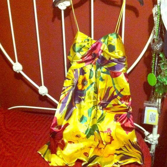 Yellow floral summer dress