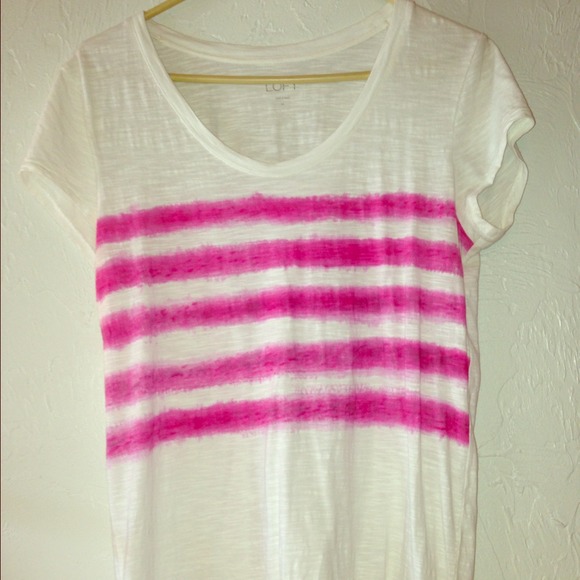 Ann taylor loft long tshirt with pink stripes