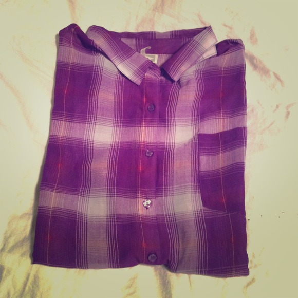 purple plaid polyester flannel