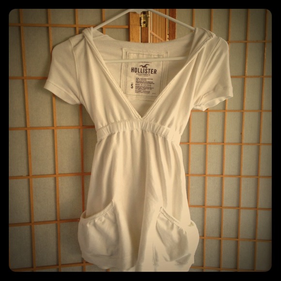 Hollister White Hooded Shirt