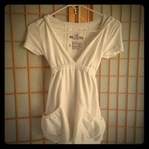 Hollister White Hooded Shirt