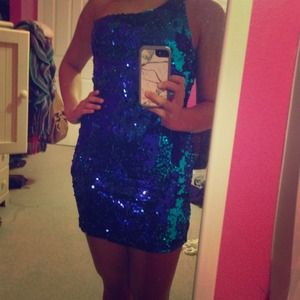 Two Toned Blue Sequin Dress