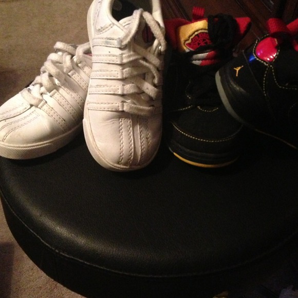 2 pair children shoes. Jordan s and k Swiss