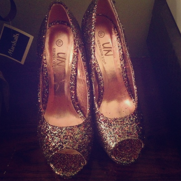 Glitter 5 inch Peep toe Pumps